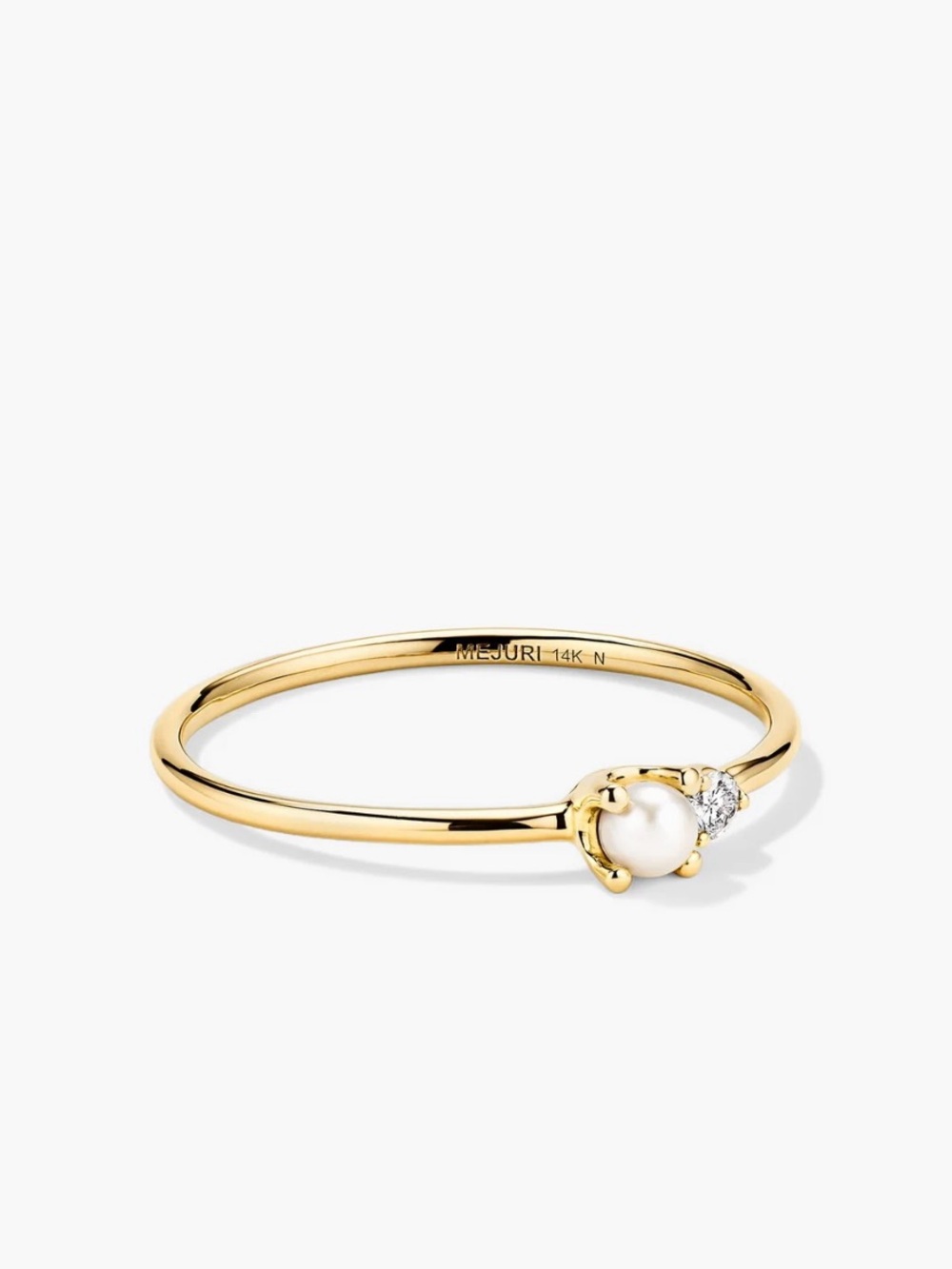 Mejuri Beverly 10k Yellow Gold Pearl & Diamond Ring - Gold, White